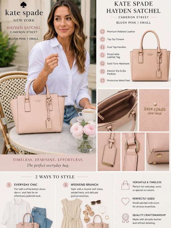 kate spade Handbags - Kate Spade Hayden Satchel Blush Pink Leather Small Cameron Street Handbag